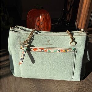 Nanette Lepore Light Blue Shoulder Bag with Gold Accents